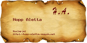 Hopp Aletta névjegykártya